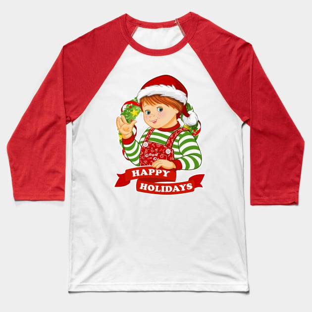 Child's Play - Happy Holidays - Chucky Baseball T-Shirt by Ryans_ArtPlace